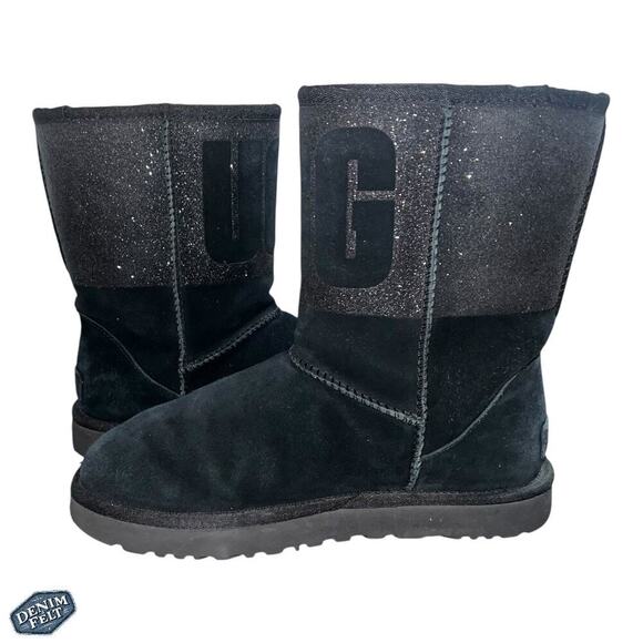 UGG® Women's Black Classic Short Sparkle Snow/Winter Boots | PRELOVED!! - Picture 9 of 16